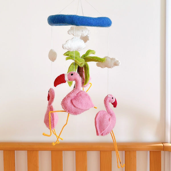 Flamingo baby mobile by Ganapati Crafts Co.