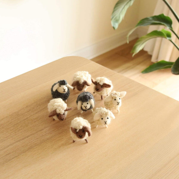 Felt Stuffed Sheep Set of 8 - Mini Sheep
