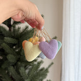 Felt Heart Ornament - Rainbow Set of 7