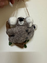 Felt Koala with Baby Ornament