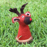 Felt Red Reindeer Wine Bottle Toppers