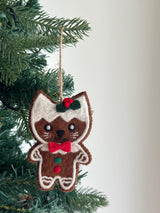 Wool Felt Gingerbread Cat Christmas Ornament