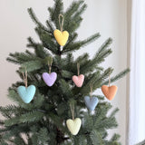 Felt Pastel Heart Ornaments – Set of 7 Wool Decorations, Eco Friendly Tree Decor, Valentine’s Day Gift, Baby Shower Décor, Easter Decor