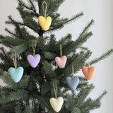 Felt Pastel Heart Ornaments – Set of 7 Wool Decorations, Eco Friendly Tree Decor, Valentine’s Day Gift, Baby Shower Décor, Easter Decor