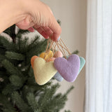 Felt Pastel Heart Ornaments – Set of 7 Wool Decorations, Eco Friendly Tree Decor, Valentine’s Day Gift, Baby Shower Décor, Easter Decor