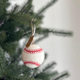 Handmade felt baseball ornament with red stitching, eco-friendly wool Christmas decoration for tree, MLB Little League World Series gift.
