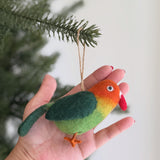 Parrot Felt Ornament – Handmade Wool Felt Lovebird Christmas Tree Decoration, Tropical Bird Ornament, Fair Trade Gift