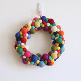 Handmade Rainbow Felt Ball Christmas Wreath | Pompom Christmas Wreath by Ganapati Crafts Co.