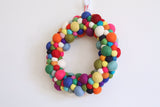 Handmade Rainbow Felt Ball Christmas Wreath | Pompom Christmas Wreath by Ganapati Crafts Co.