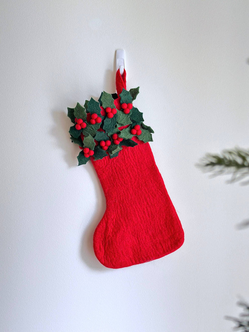 Felt Holly Christmas Stocking