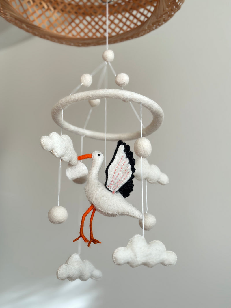 Felt Baby Mobile - Stork