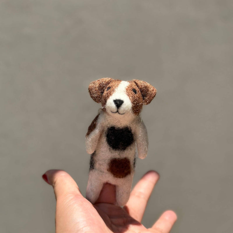 Felt Finger Puppet: Jack Russell Terrier Dog