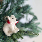Felt Ornament - Polar Bear With Scarf