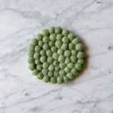 Felt Coasters Set of 4 - Ball Mint Green Round Cup Coasters