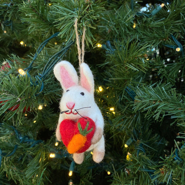 Felt Ornament - Bunny Holding A Heart
