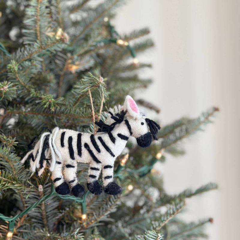 Felt Christmas Ornament Set of 5 - Safari Animals