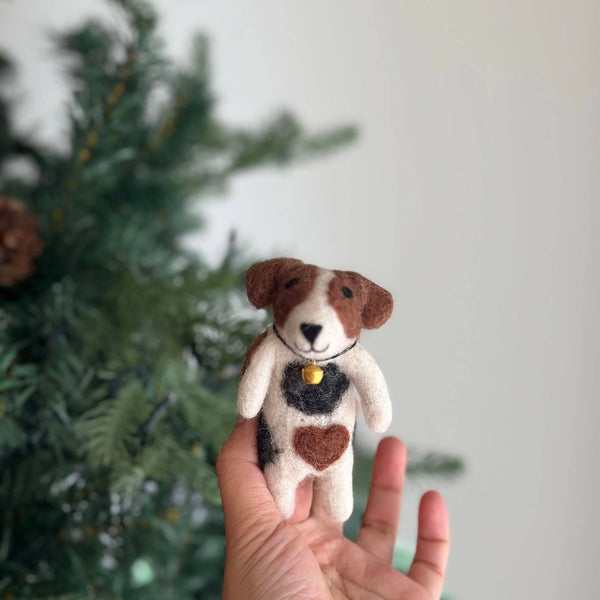Felt Finger Puppet: Jack Russell Terrier Dog