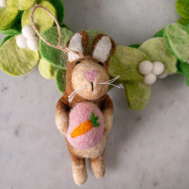 Felt Ornament - Bunny Holding A Heart