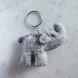 Felt Keychain - Elephant with Snowflake Embroidery