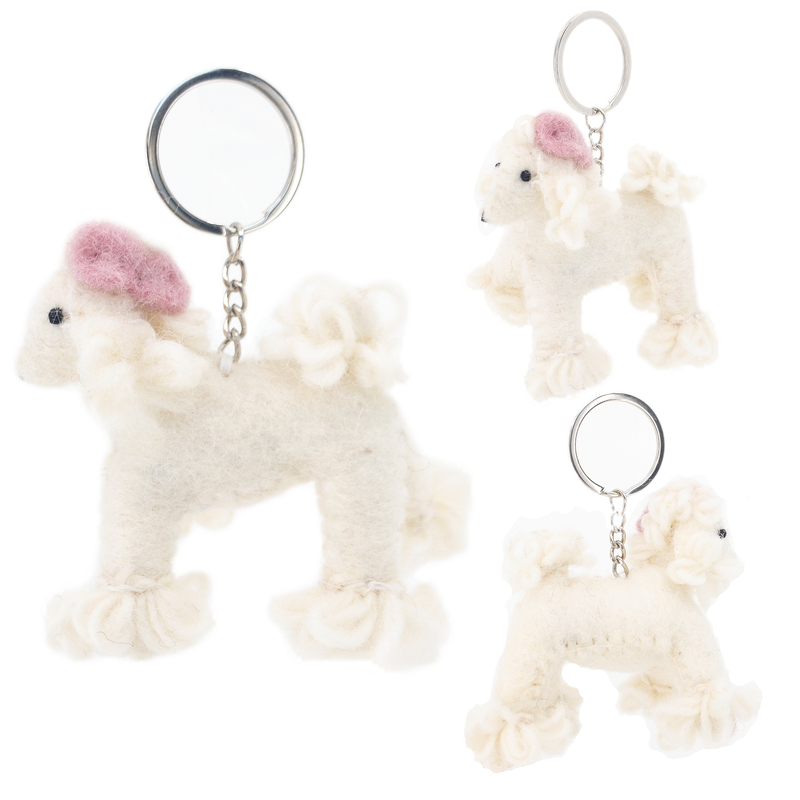 Felt Keychain - White Poodle