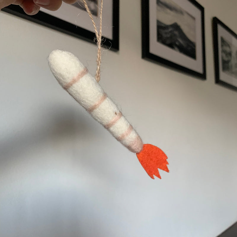 Felt Shrimp Ornament