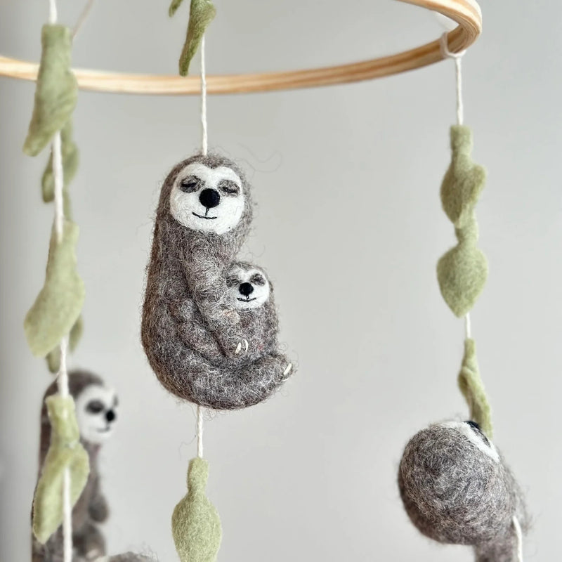 Felt Sloth Ornament: Sloth Hugging Baby