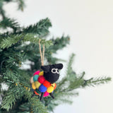 Felt Christmas Ornaments Set of 2 - Mini Pompom Sheep