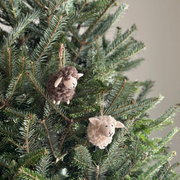 Felt Christmas Ornaments Set of 2 - Sheep Family