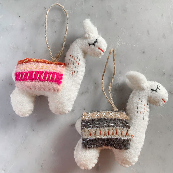 Felt Christmas Ornaments Set of 2 - Llamas