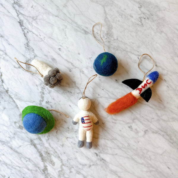 Felt Christmas Ornaments Set of 5 - Space Adventure