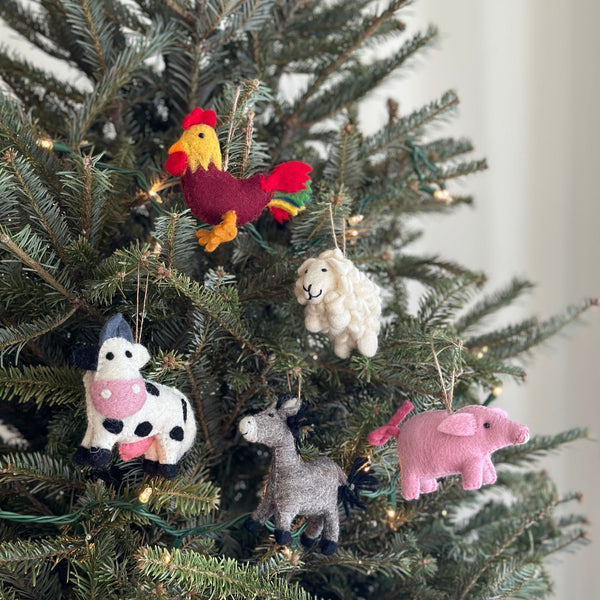 Felt Christmas Ornaments Set of 5 - Woodland Animals – Ganapati