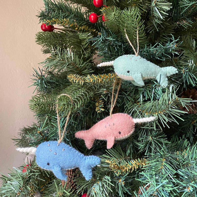 Felt Christmas Ornaments Set of 3 - Narwhal