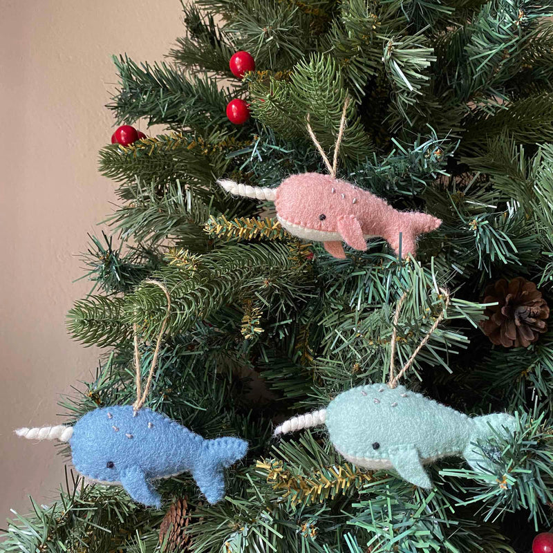 Felt Christmas Ornaments Set of 3 - Narwhal