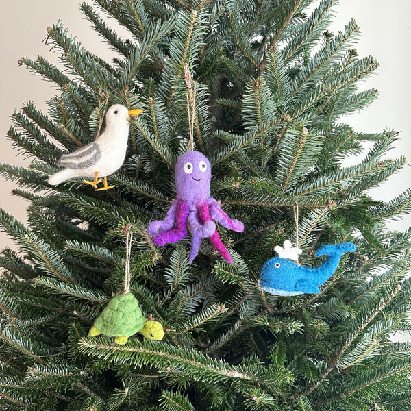 Felt Christmas Ornaments Set of 4 - Coastal Creatures