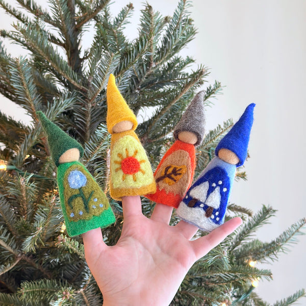 Felt Finger Puppets Set of 4 - Four Seasons Gnomes