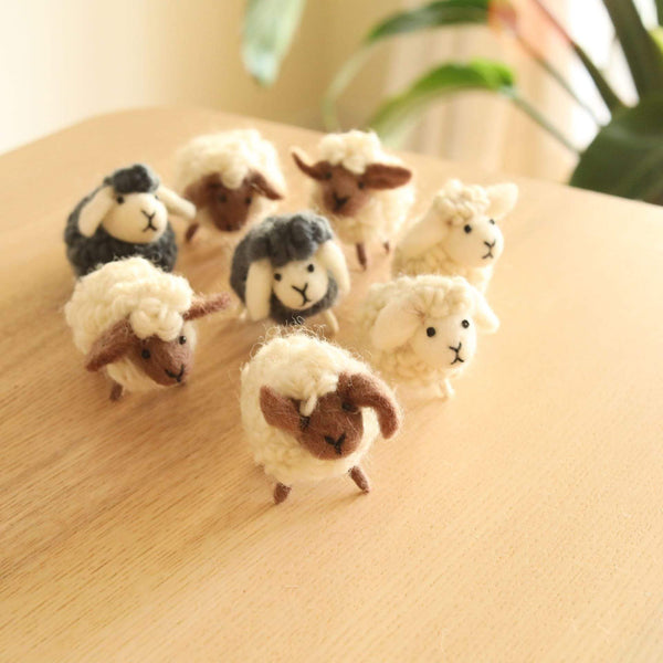 Felt Stuffed Sheep Set of 8 - Mini Sheep