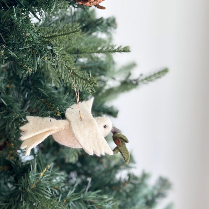 Felt Ornament - Dove with Olive Twig