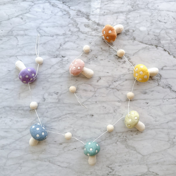 Felt Pastel Mushroom Garland