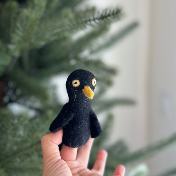Black Raven Finger Puppet