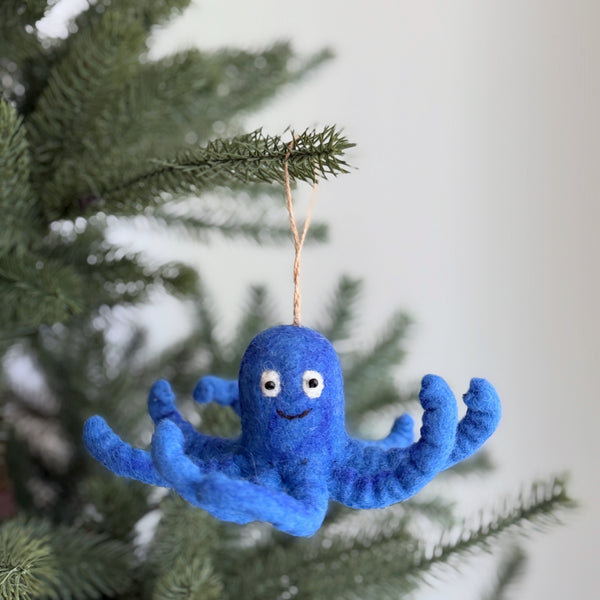 Blue Octopus Ornament