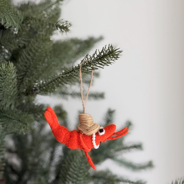 Felt Shrimp Couple Ornament