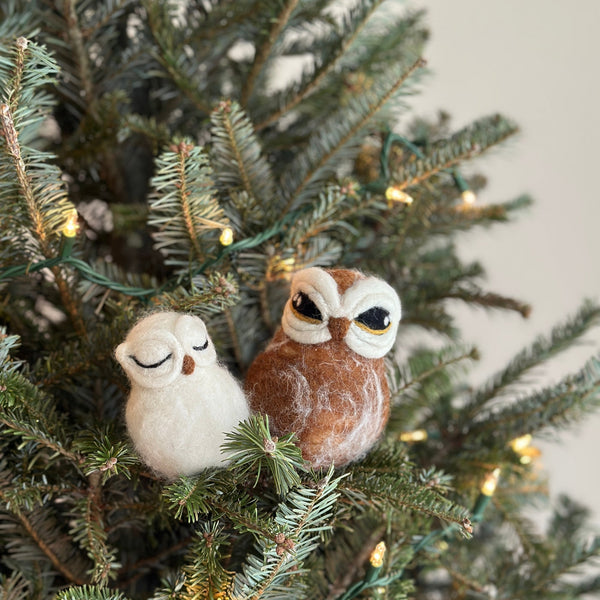Felt Christmas Ornaments Set of 3 - Hand-Stitched Owls – Ganapati Crafts Co.