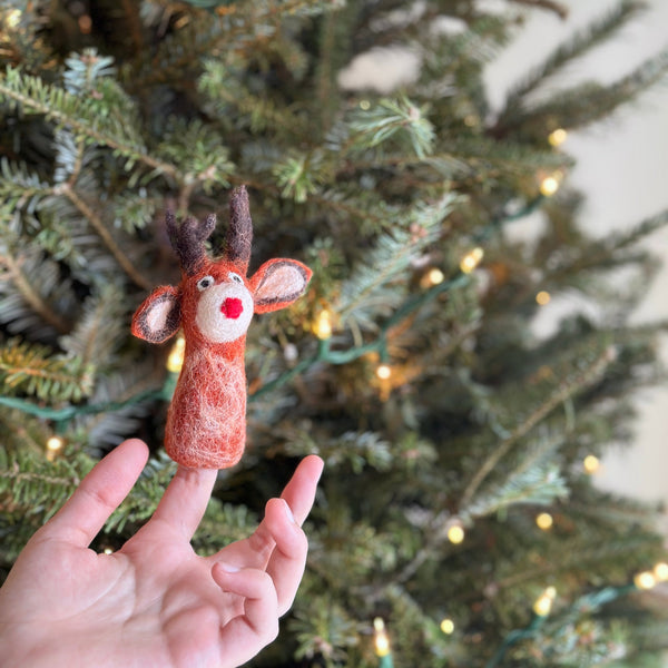 Red Reindeer Finger Puppet