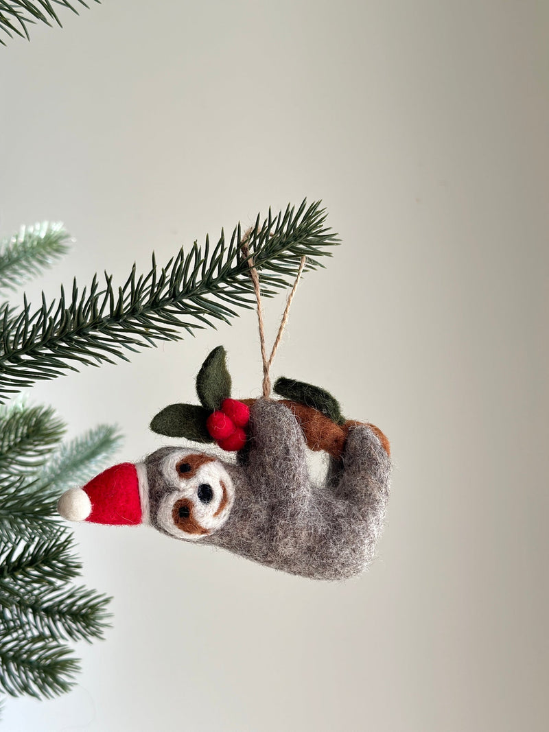 Felt Christmas Sloth Ornament