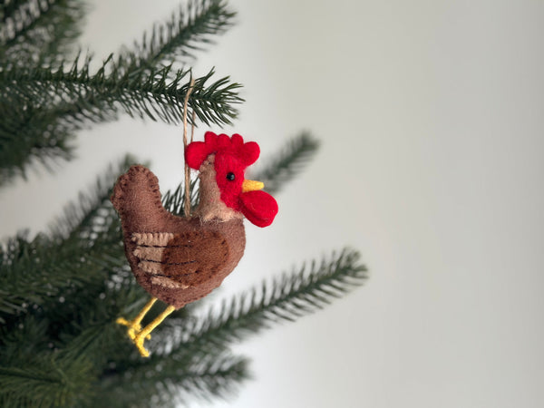 Felt Brown Rooster Ornament
