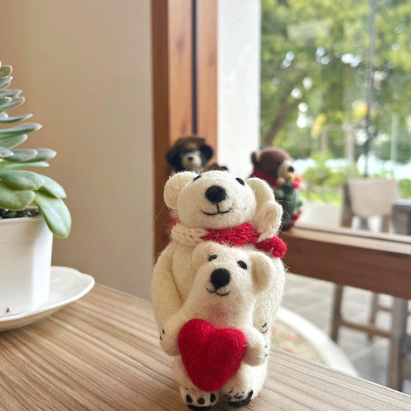 Felt Stuffed Animal - Valentine's Day Polar Bears