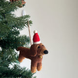 Felt Ornament - Dachshund Dog with Christmas Hat
