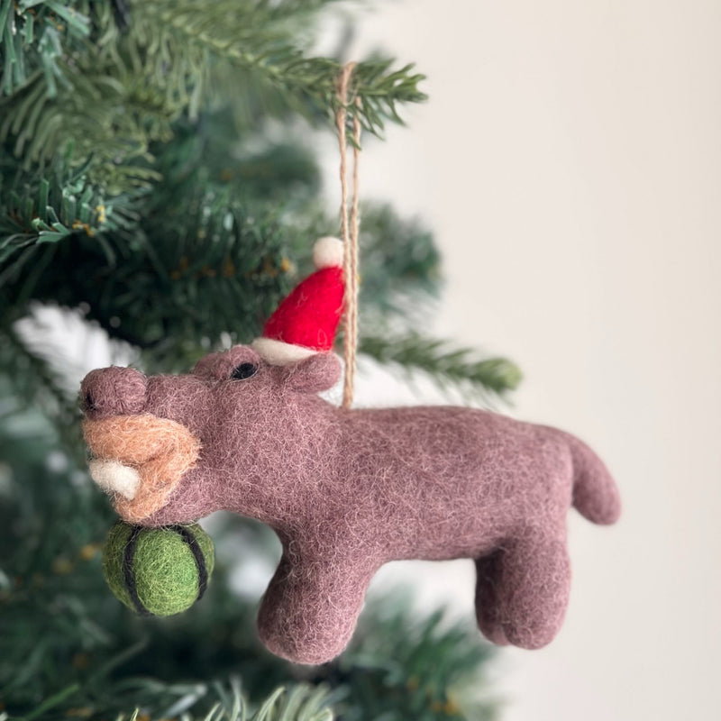 Felt Ornament - Hippo Eating Watermelon