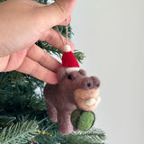 Felt Ornament - Hippo Eating Watermelon