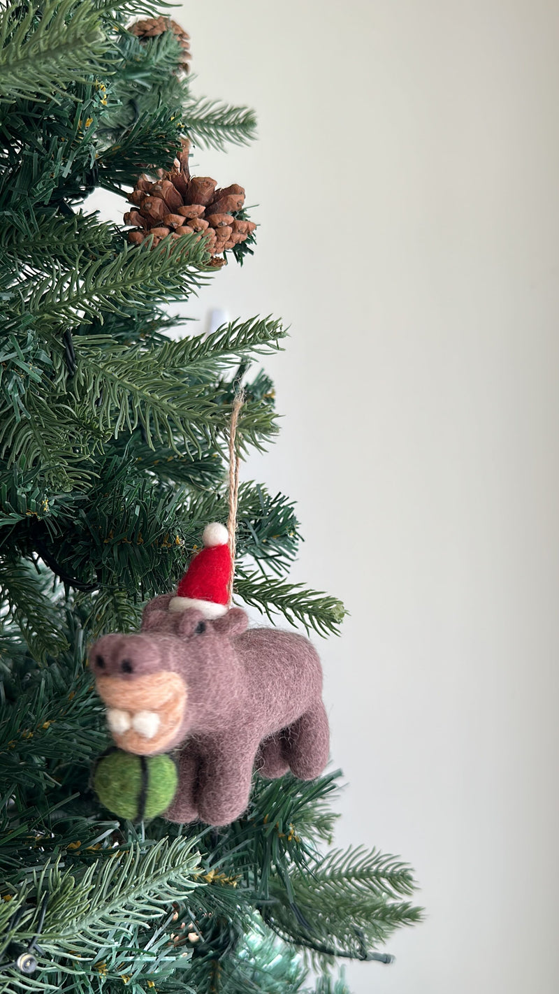 Felt Ornament - Hippo Eating Watermelon